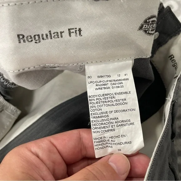 dickies work shorts regular fit gray stripe twill high waist workwear mens 38x10 - Picture 7 of 7